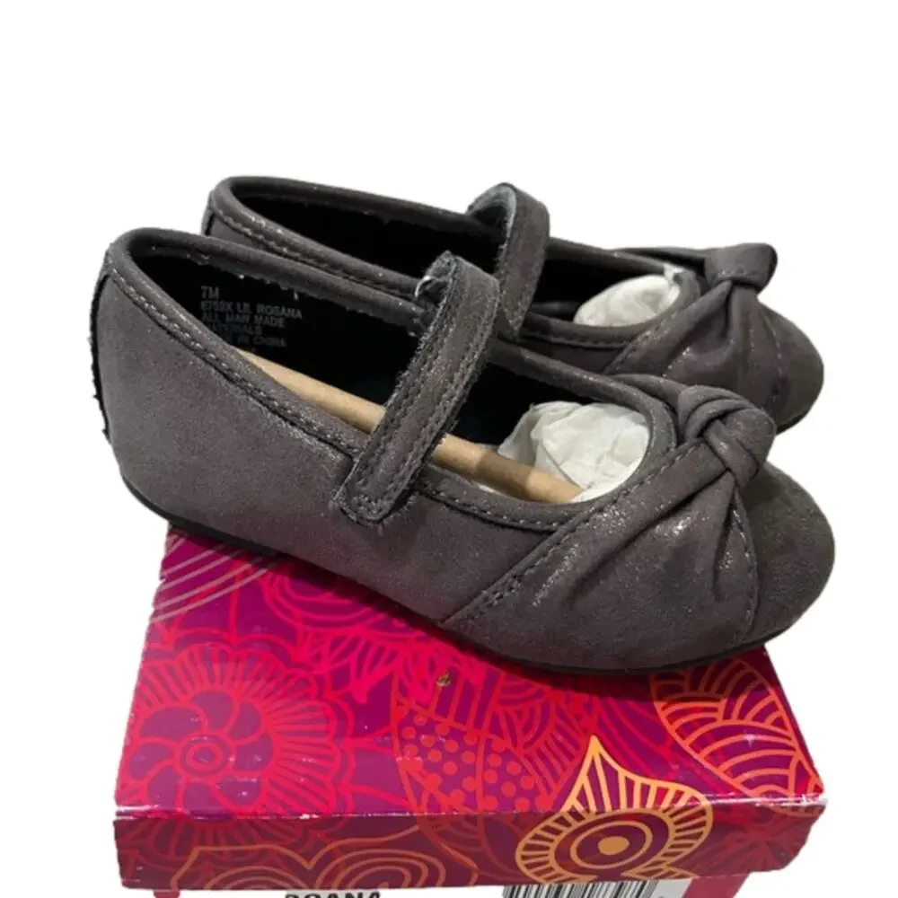 Rachel Shoes Pewter Shimmer Girl’s Flats Dress Shoes Size 7 NIB